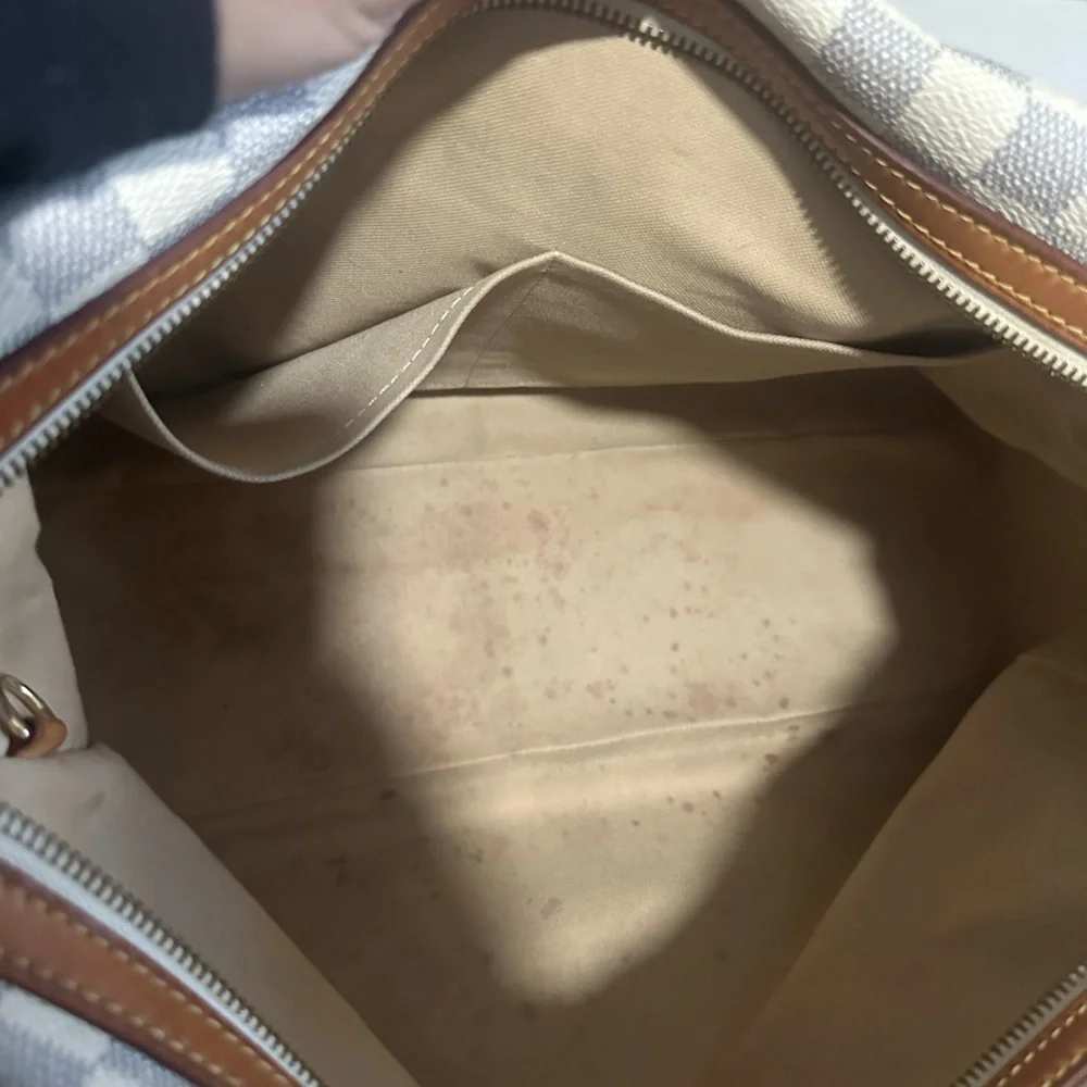 Louis Vuitton Damier Azur Canvas Shoulder Bag with Natural Vachetta Trim